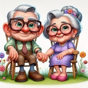 Super Cute Grandma & Grandpa Cartoon Diamond Painting Kit – New & Sealed!